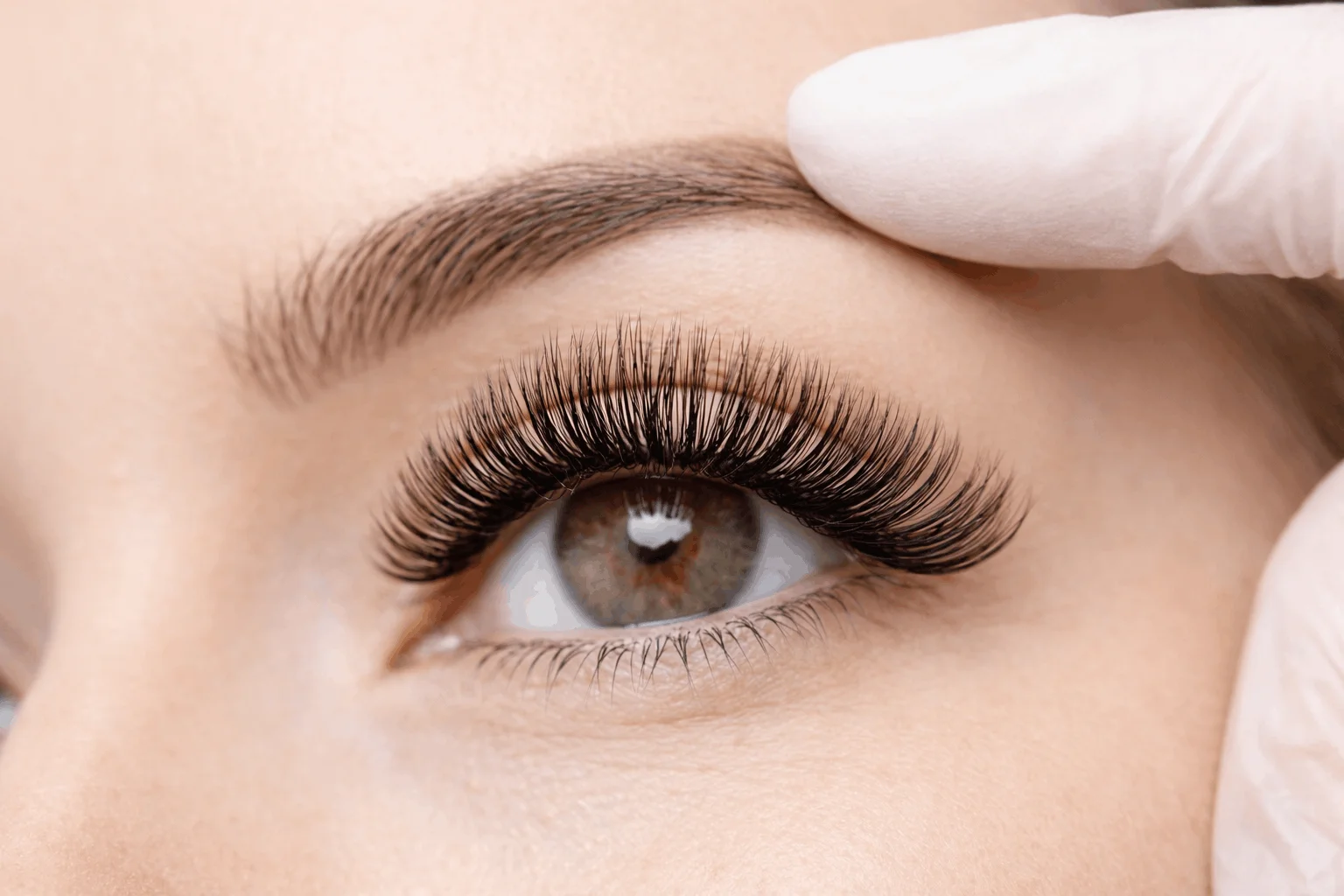 Close-up of eye with eyelash extensions