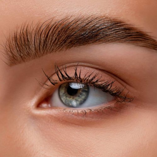 The make-up artist does Long-lasting styling of the eyebrows  and will color the eyebrows. Eyebrow lamination. Professional make-up and face care.